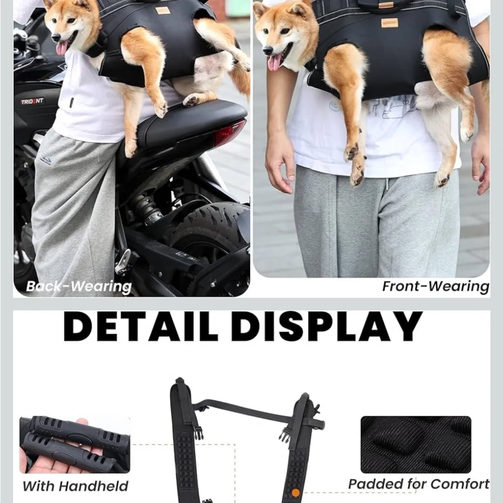 Black Dog Carrier Harness Backpack - Front & Back Wear
